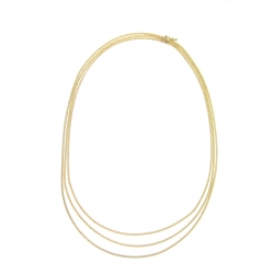 14Kt Yellow Gold Flat Three Row Diamond Cut Necklace (18.00gr)